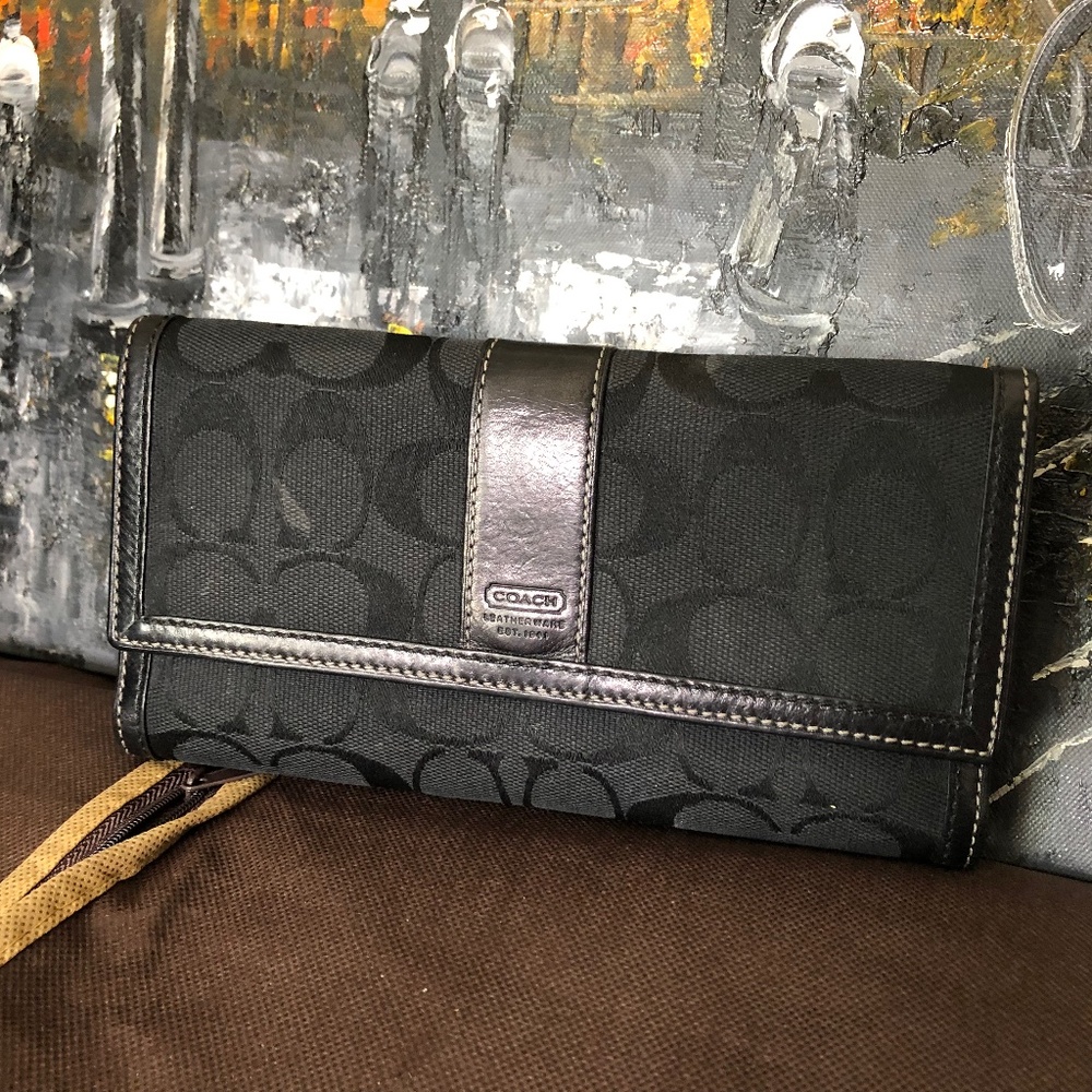 Black monogram coach wallet
